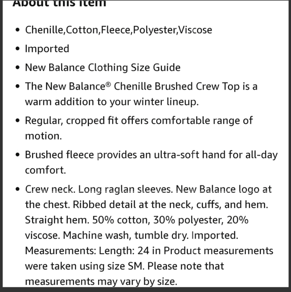 New Balance Women's Chenille Brushed Crew Top - Picture 4 of 5